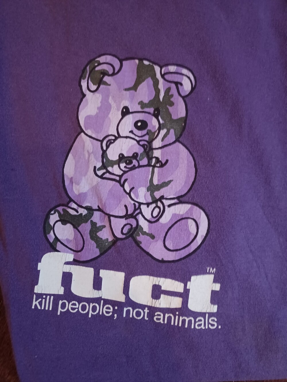 Rare FUCT Purple Bear Graphic Tee- Men's XL